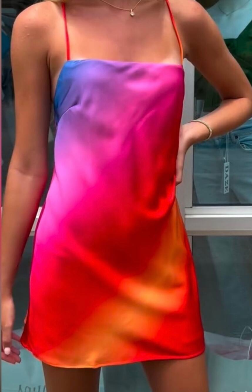 Show Me Your Mumu Dani Mini Dress Sunset Ombre XS